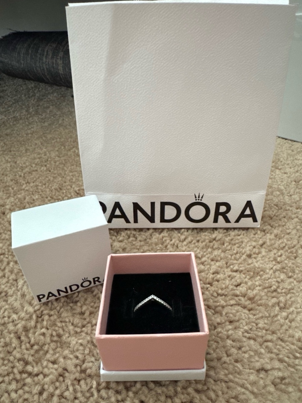 pandora silver wishbone ring
